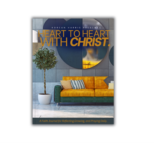 Book cover titled 'Heart to Heart with Christ' featuring a couch and plant on a white background
